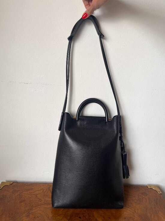 Building Block Handbags - Building Block Business Tote Bag Black Leather Structured Work Laptop Bag